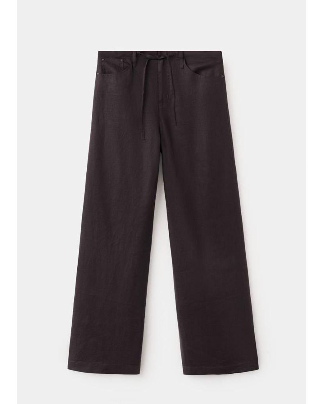 Mango White Bow Linen Trousers