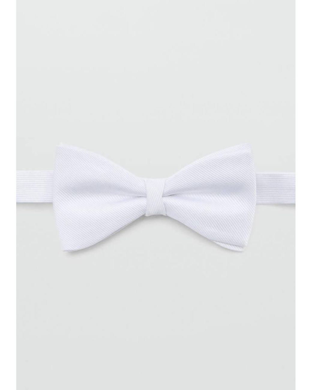 Mango White Microstructure Silk Bow Tie for men