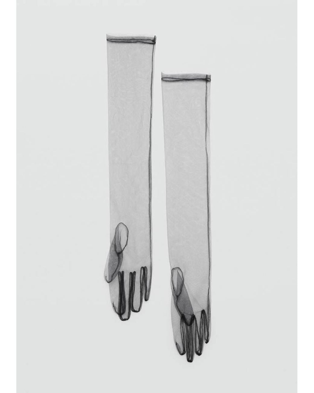 Mango Gray Long Semi-Transparent Gloves