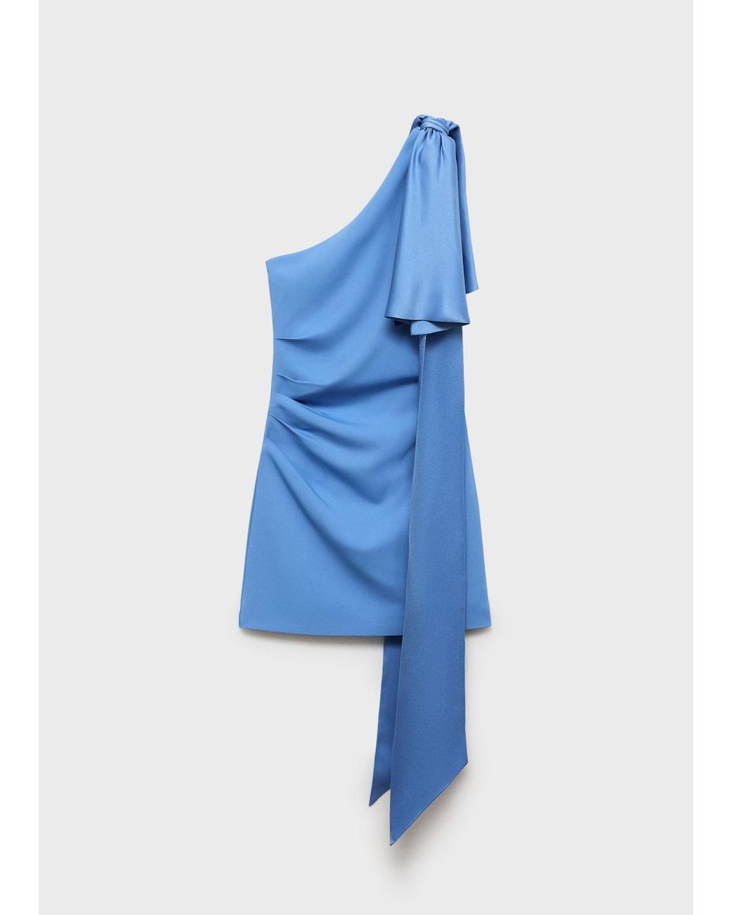 Mango Draped Satin Dress With Bow Detail in Blue | Lyst