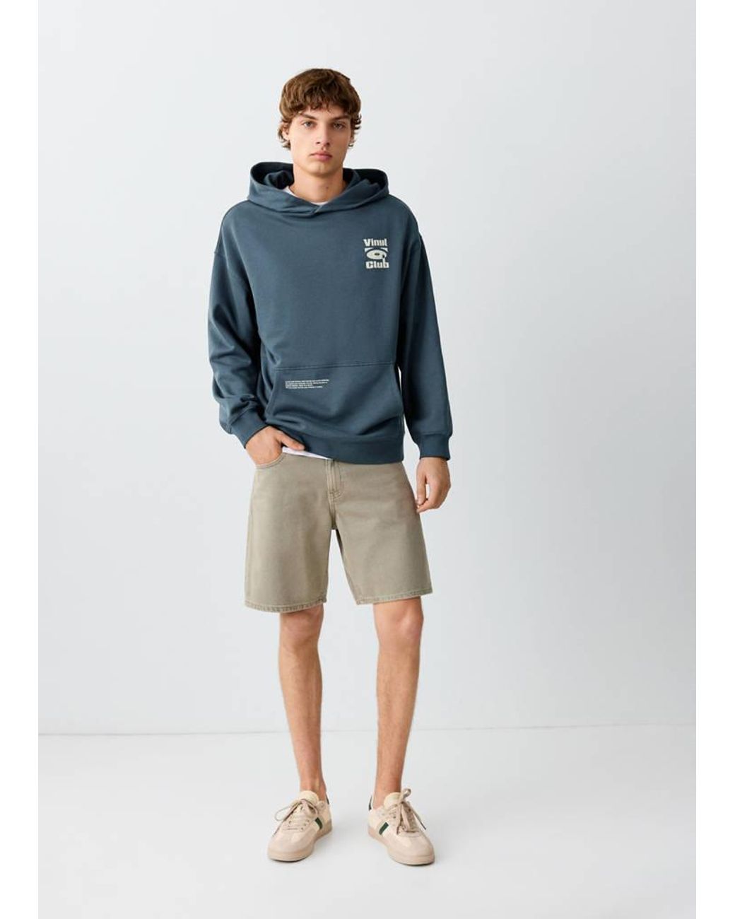 MANGO TEEN Blue Printed Hoodie for men