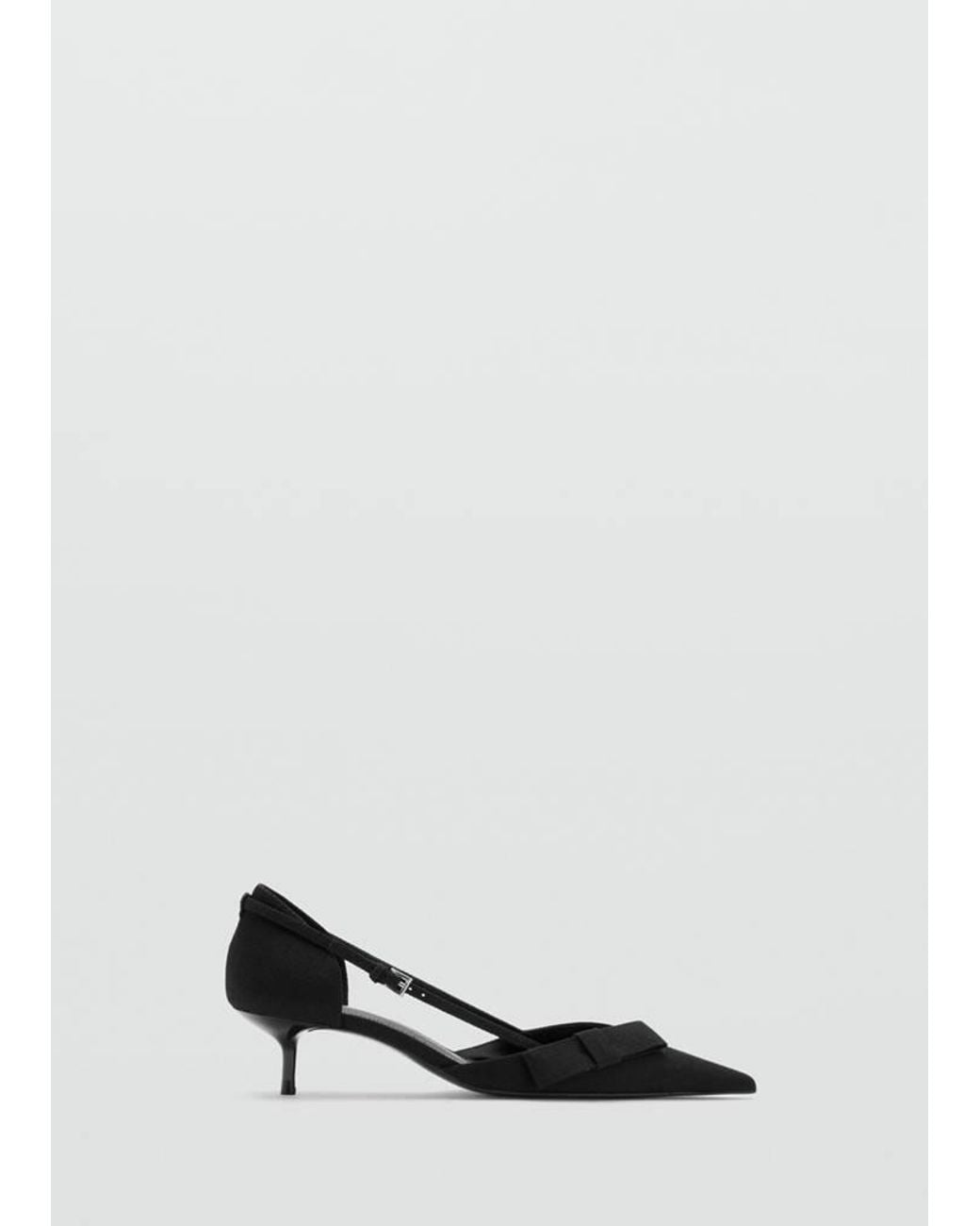 Mango White Kitten Heel Pointed Toe Shoe