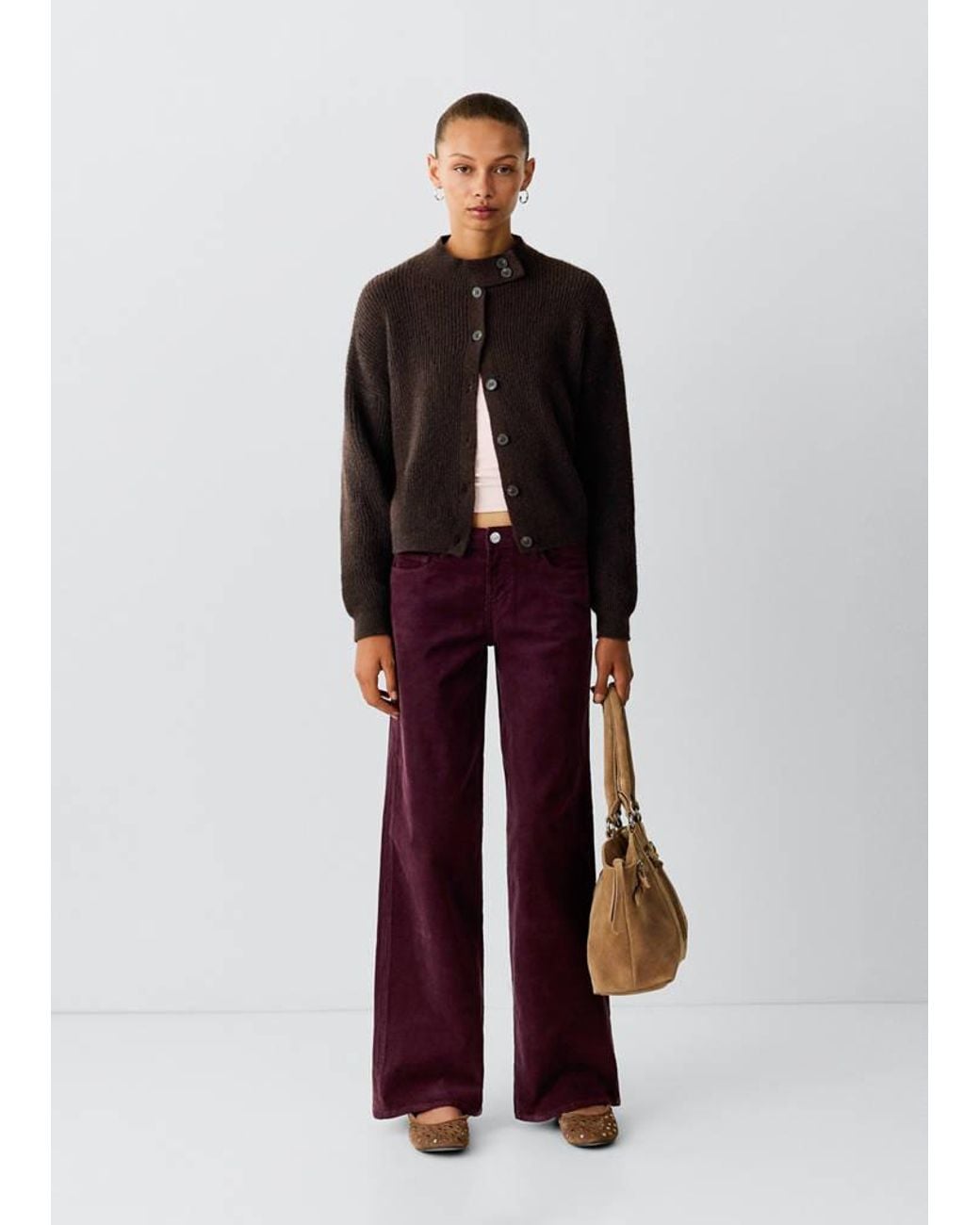 MANGO TEEN Red Wide Leg Corduroy Trousers