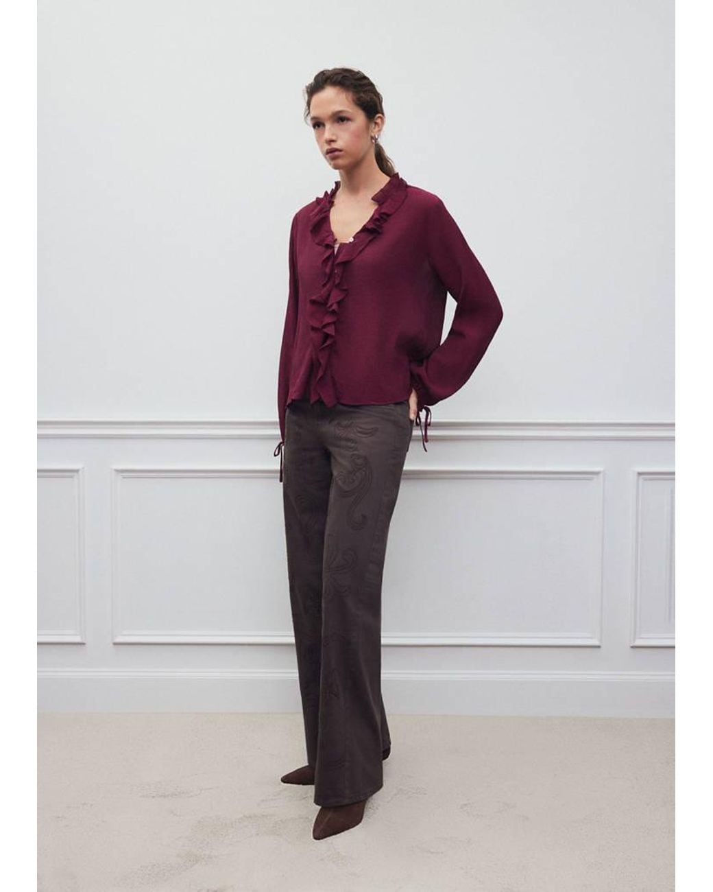 MANGO TEEN Textured Chiffon Shirt With Ruffles