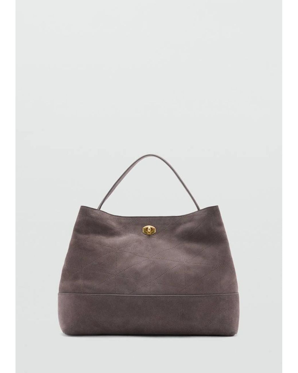 Mango Brown Leather Bucket Bag