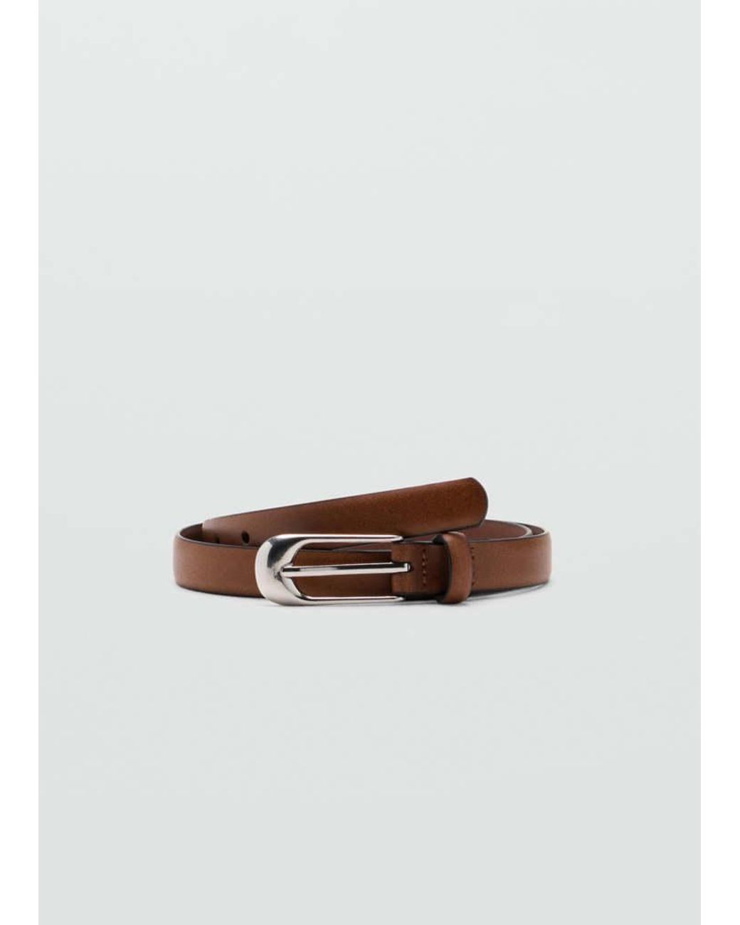 Mango White Buckle Leather Belt