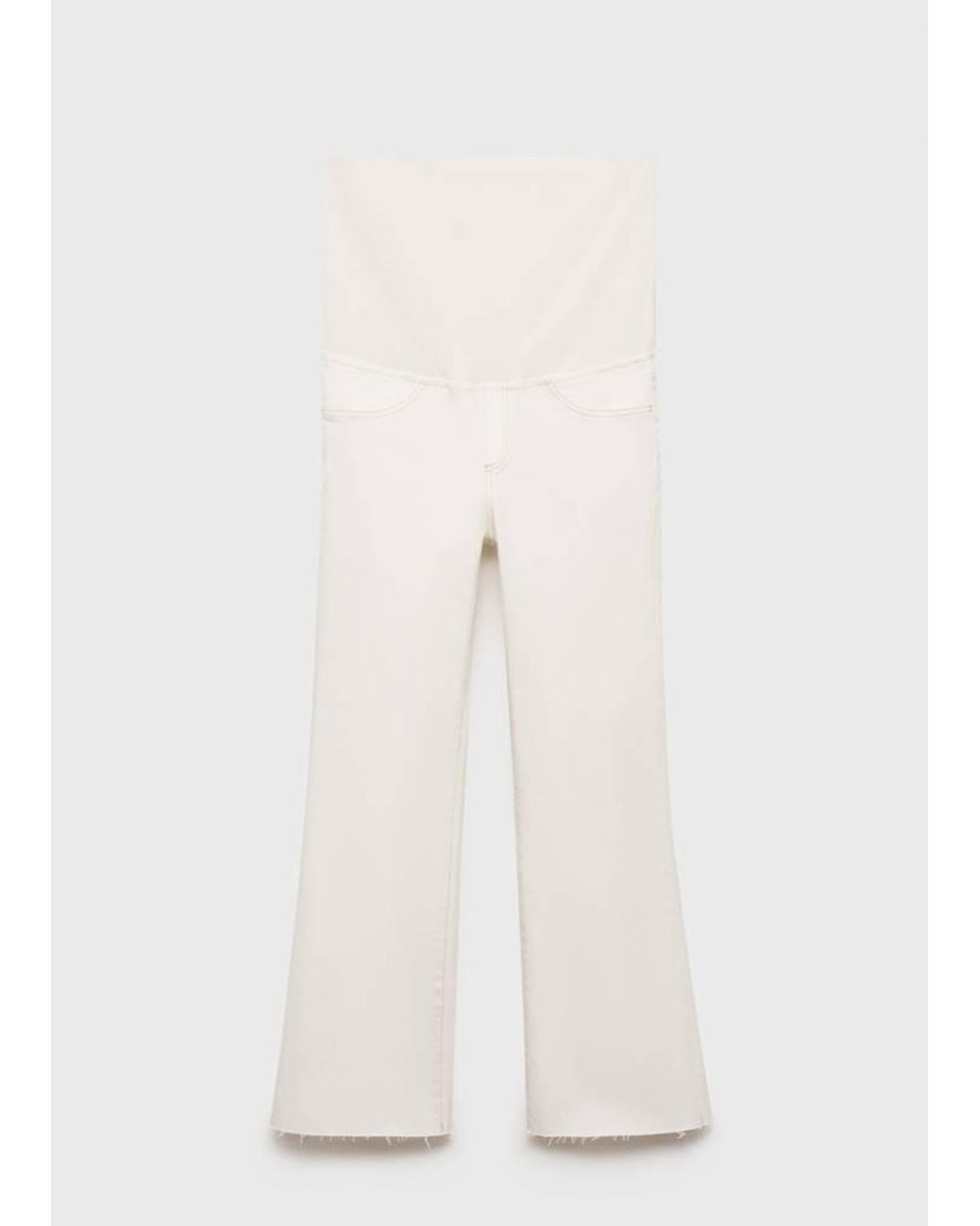 Mango White Maternity Flared Cropped Jeans
