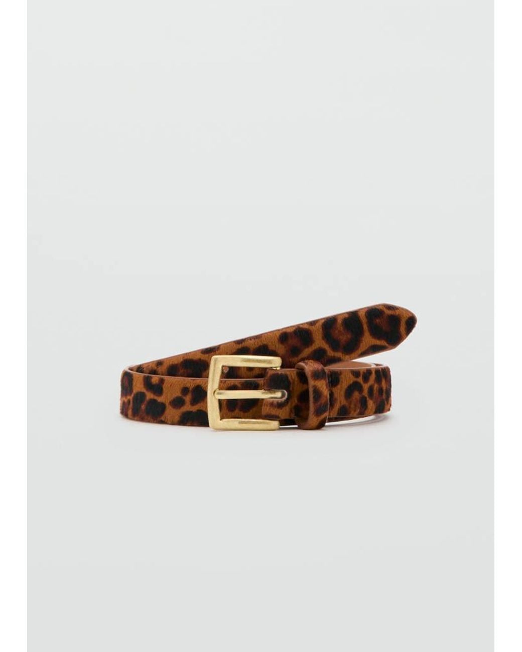 Mango Brown Leopard Fur Leather Belt