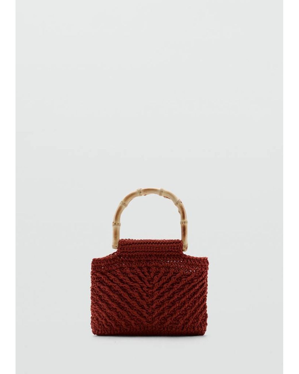Mango Red Bamboo Handle Handbag