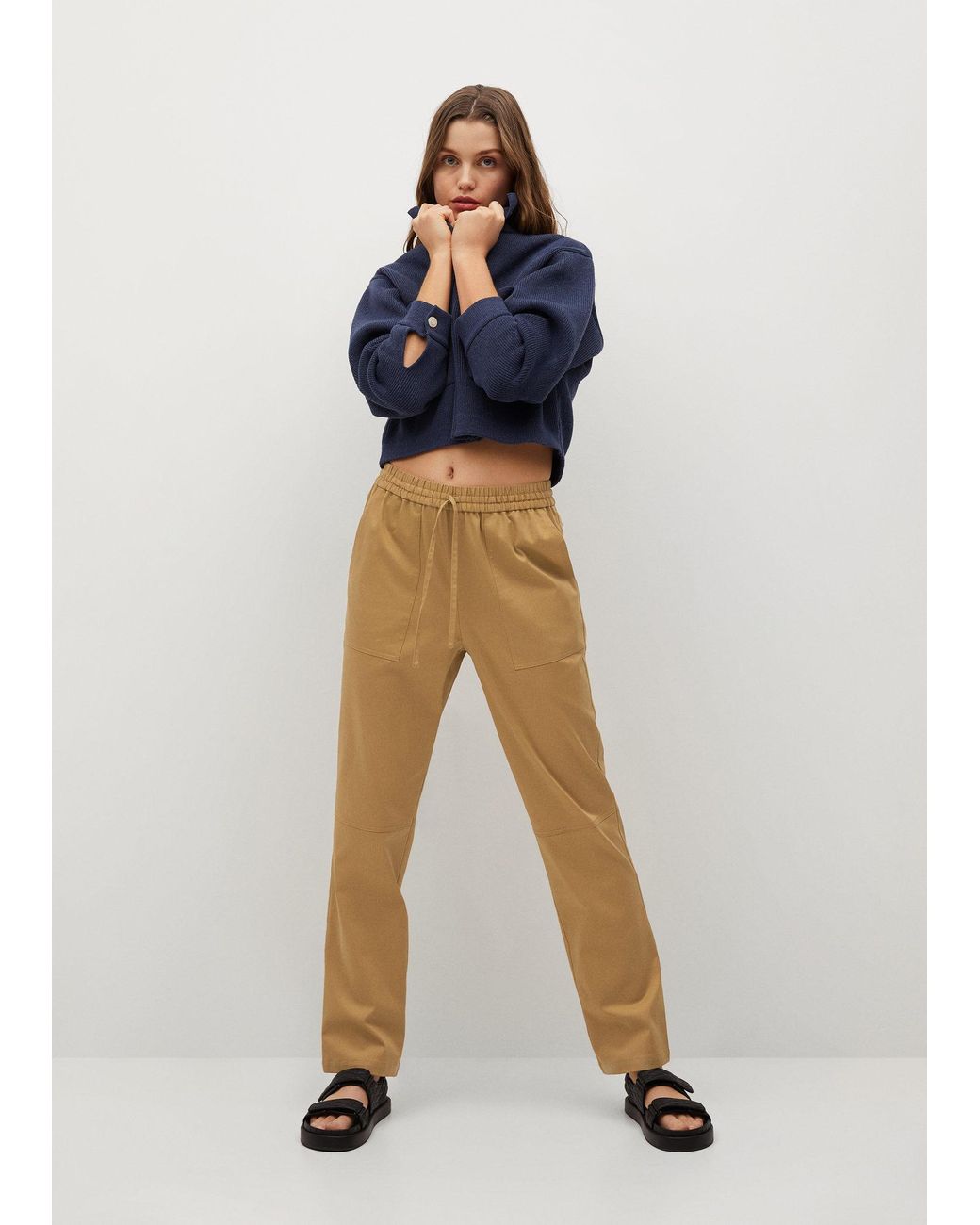 mango elastic waist pants