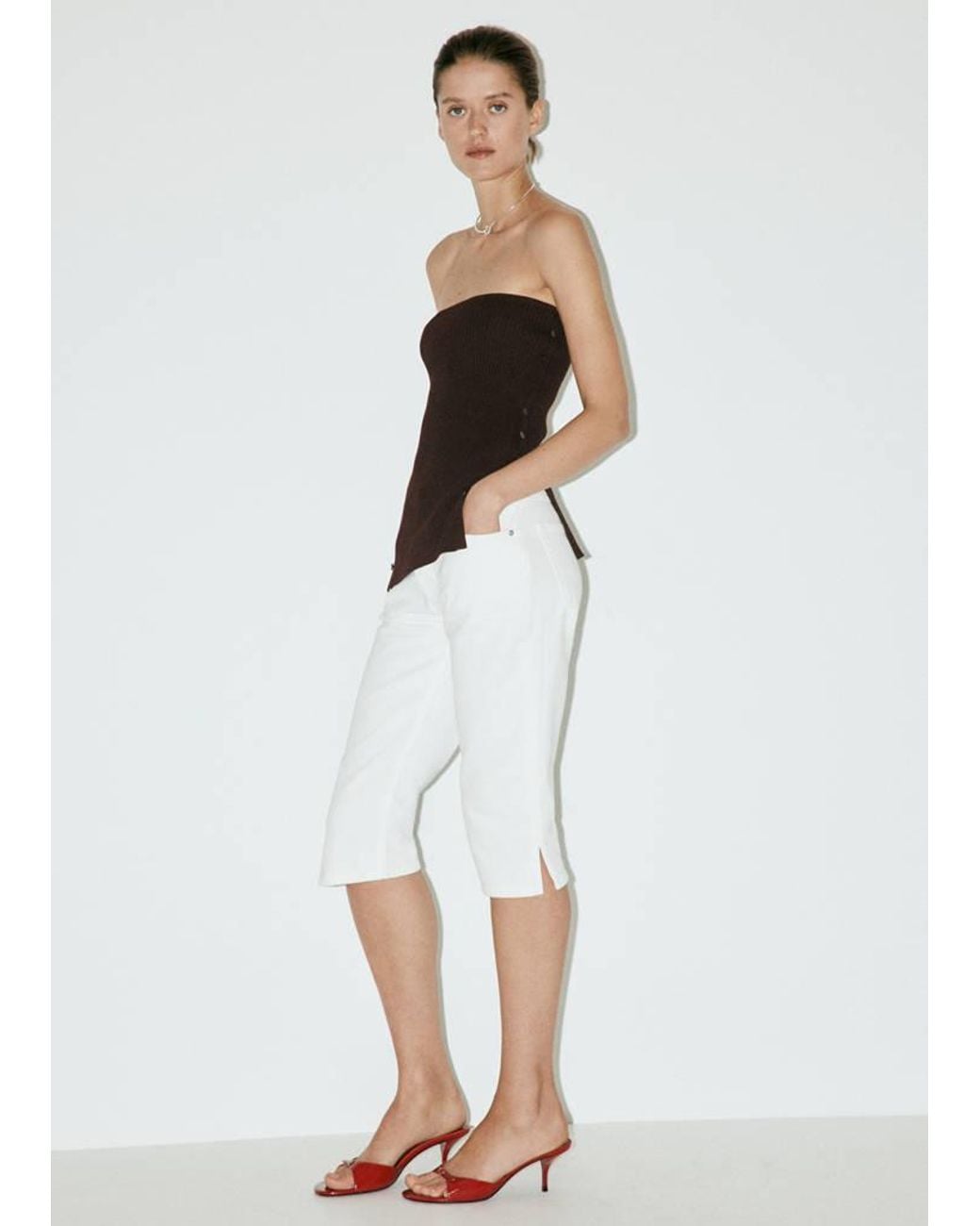 Mango White Top With Multi-Position Buttons