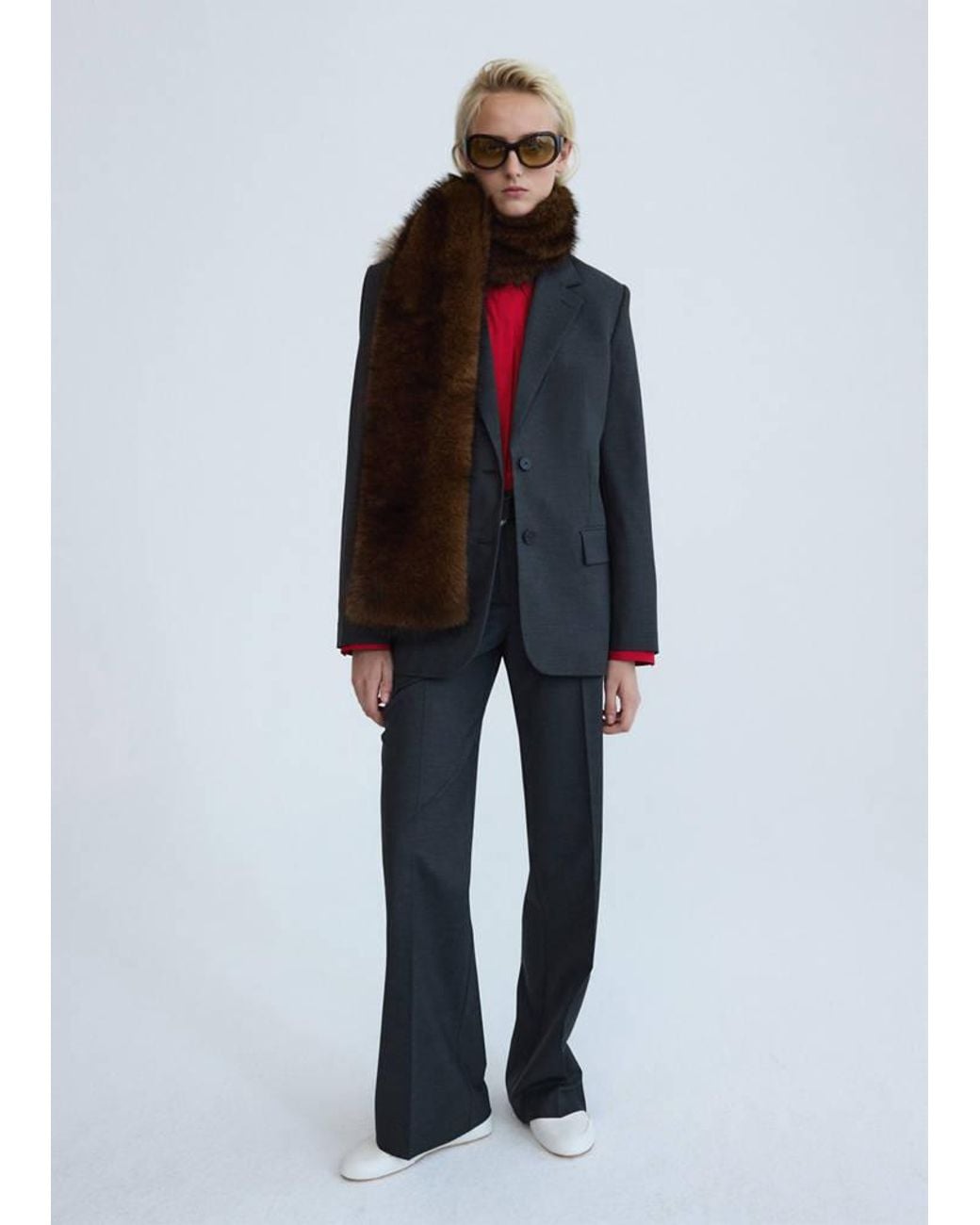 Mango Blue Wool Suit Trousers