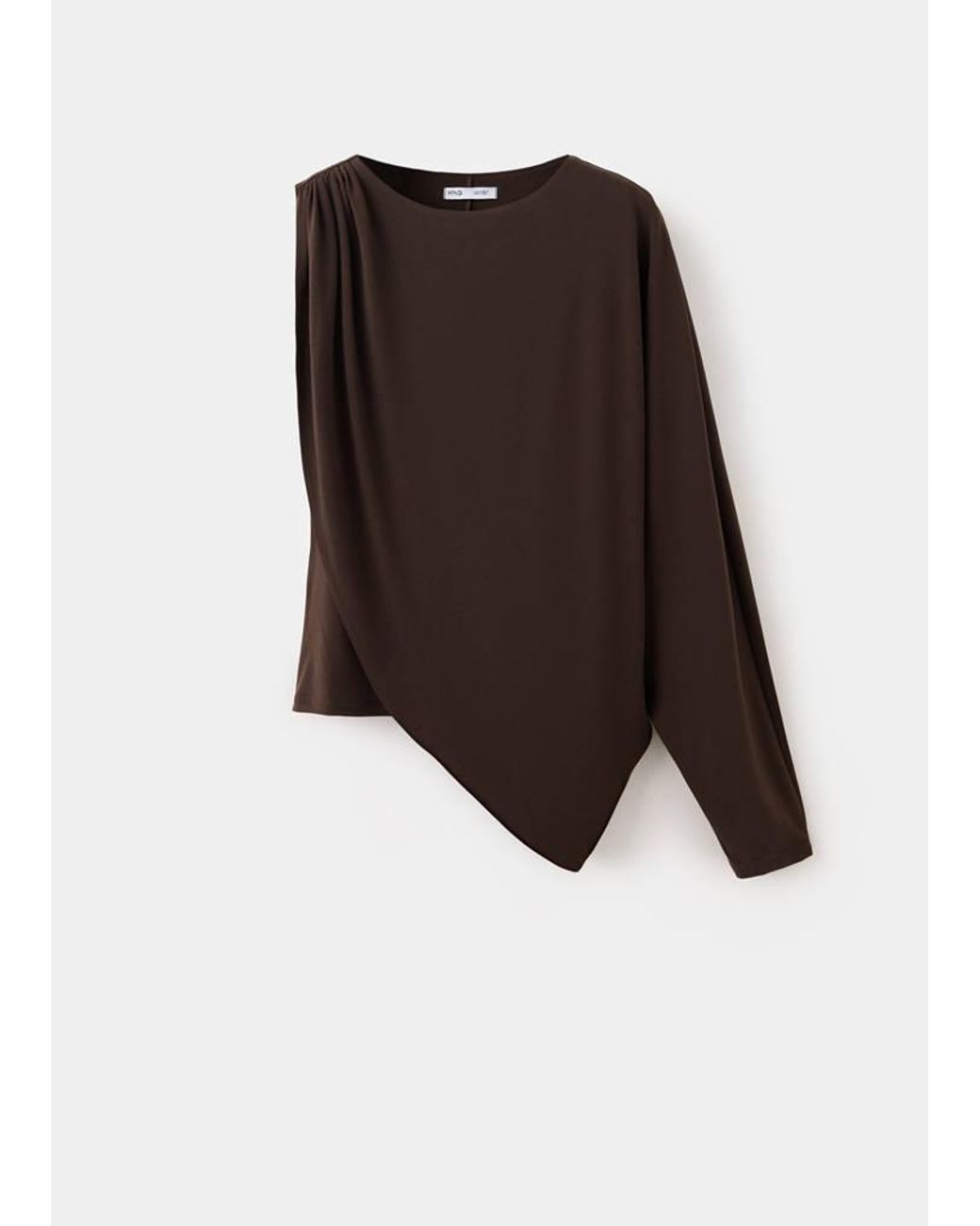Mango White Ruffled Asymmetrical Blouse