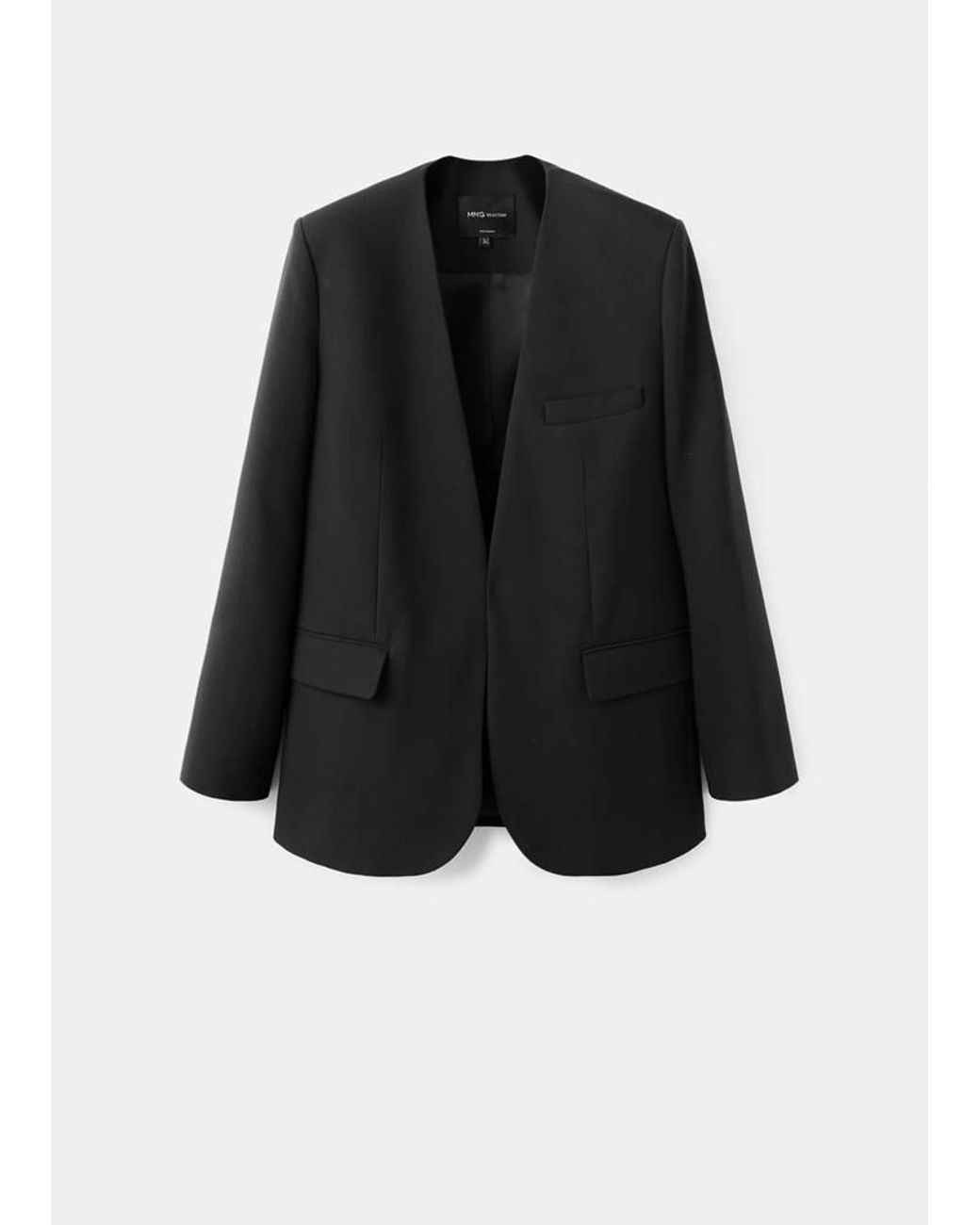 Mango Black Suit Blazer Without Lapels