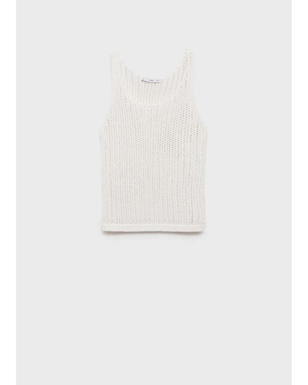 Mango White Crochet Top With Straps