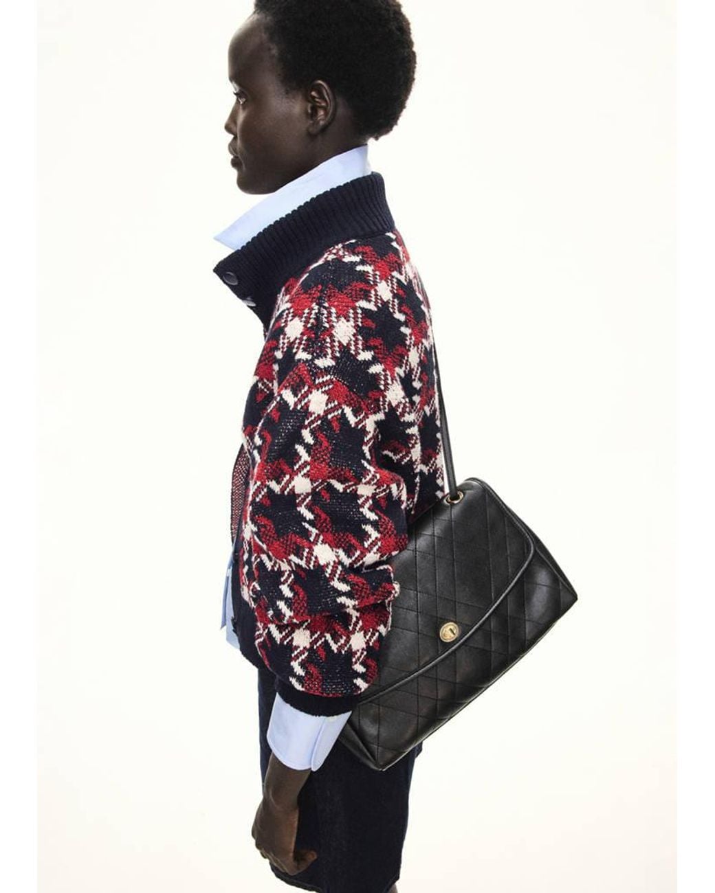 Mango Blue Quilted Shoulder Bag