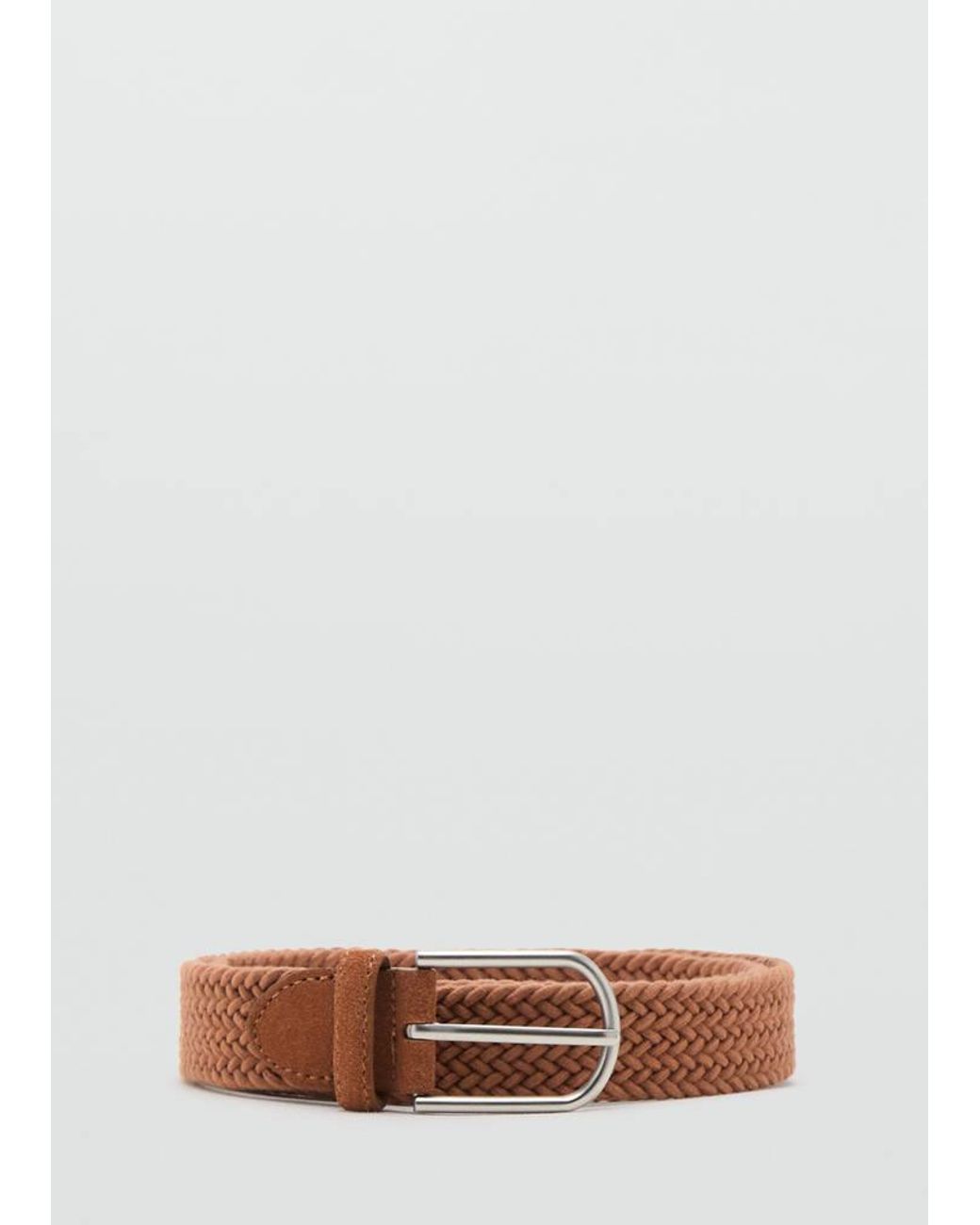 Mango Brown Braided Elastic Belt for men