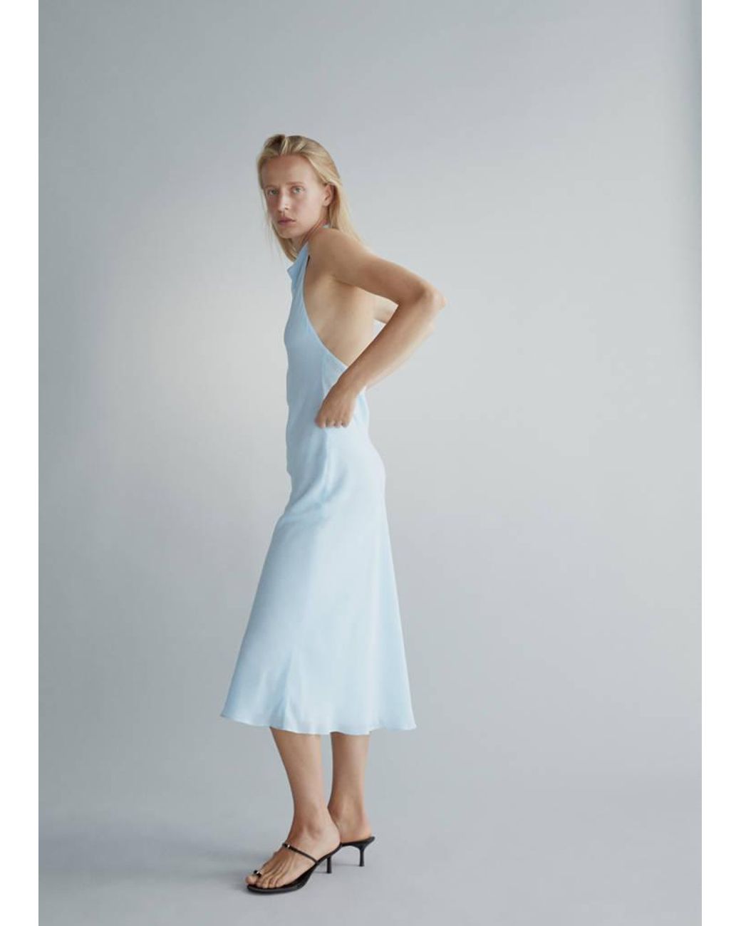 Mango White Draped Halter Dress