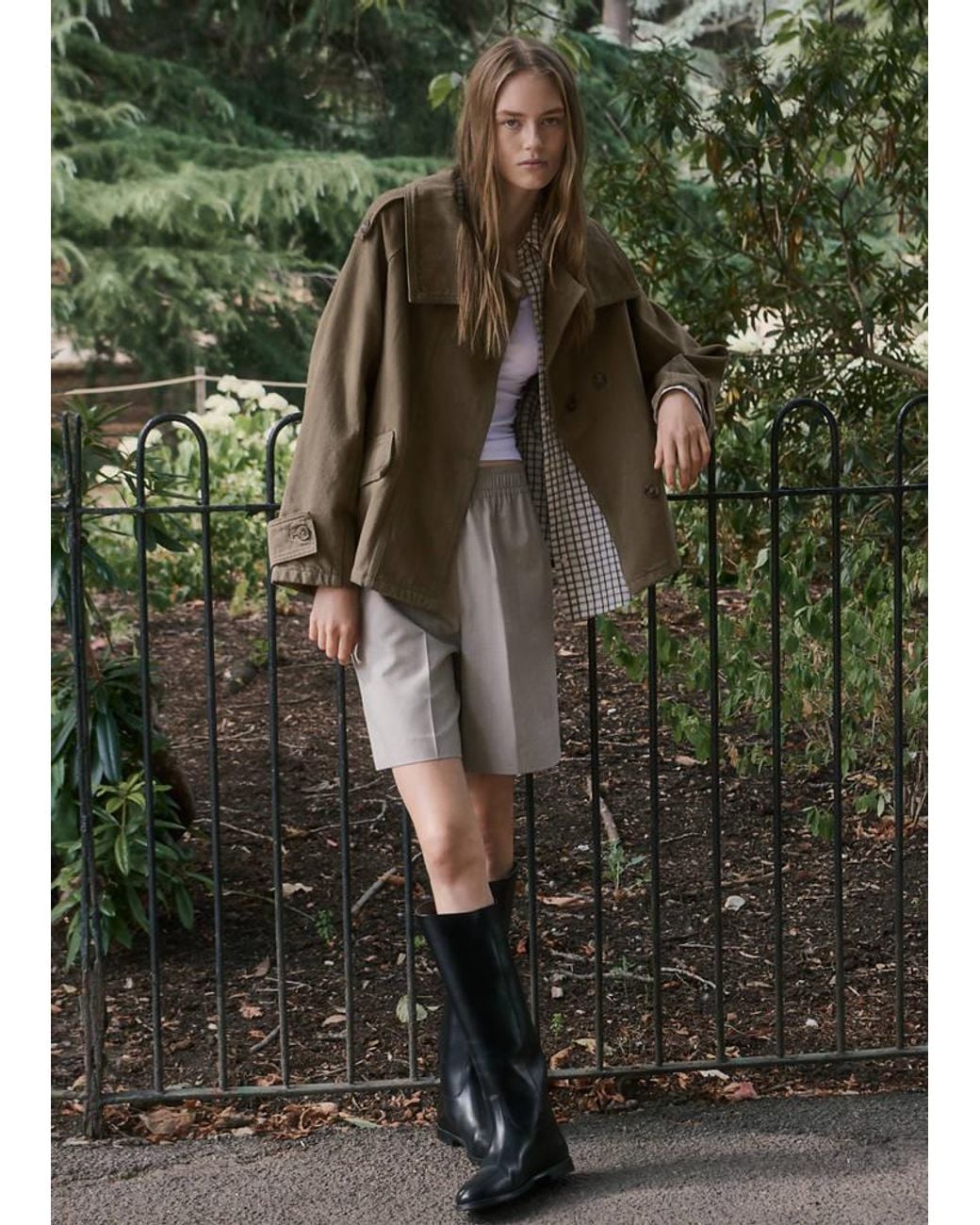 Mango Green Leather High Boots