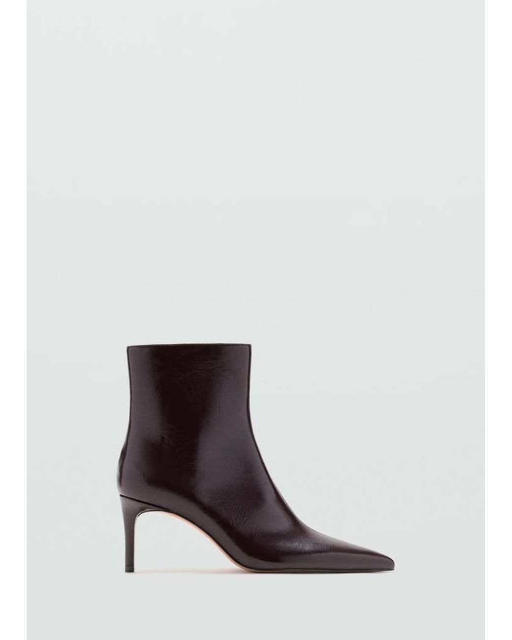 Mango White Patent-Effect Ankle Boot With Pointed Toe Burgundy
