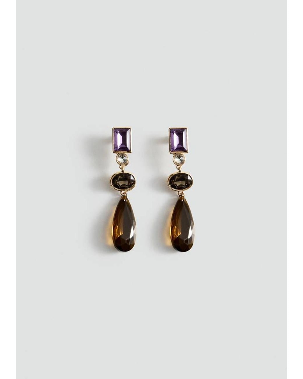 Mango White Long Cascading Crystal Earrings