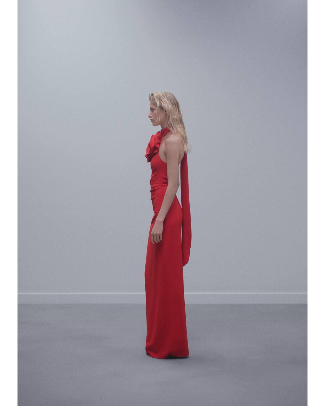 Mango Maxi Flower Dress With Opening in Red | Lyst UK