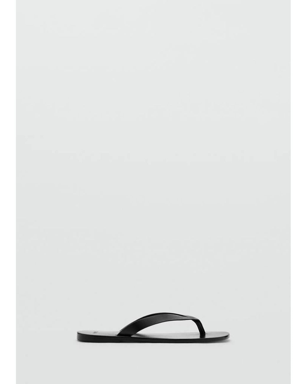 Mango White Leather Strap Sandals