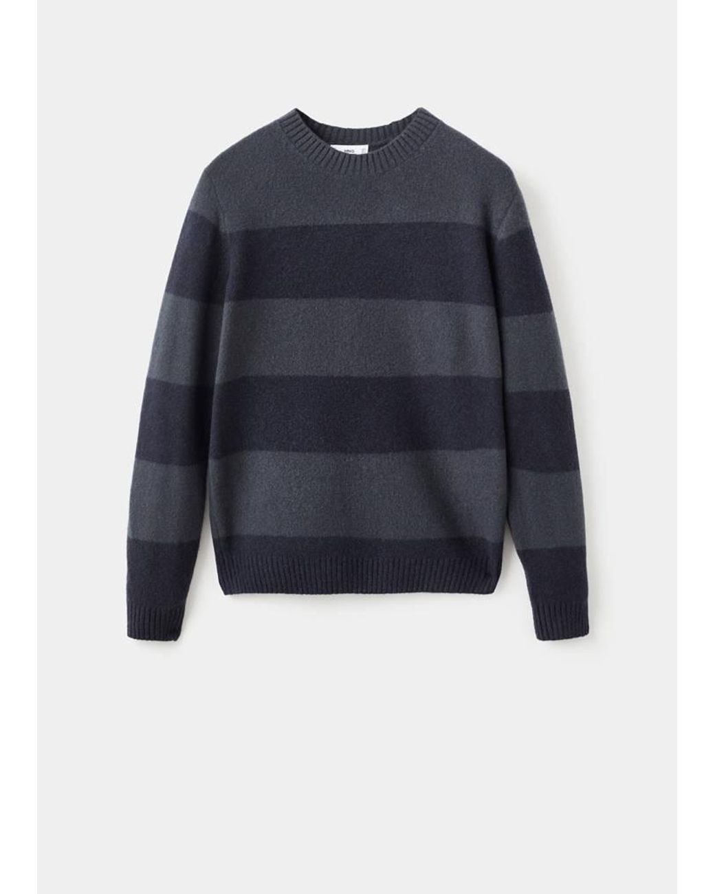 Mango Blue Wool-Blend Striped Sweater for men