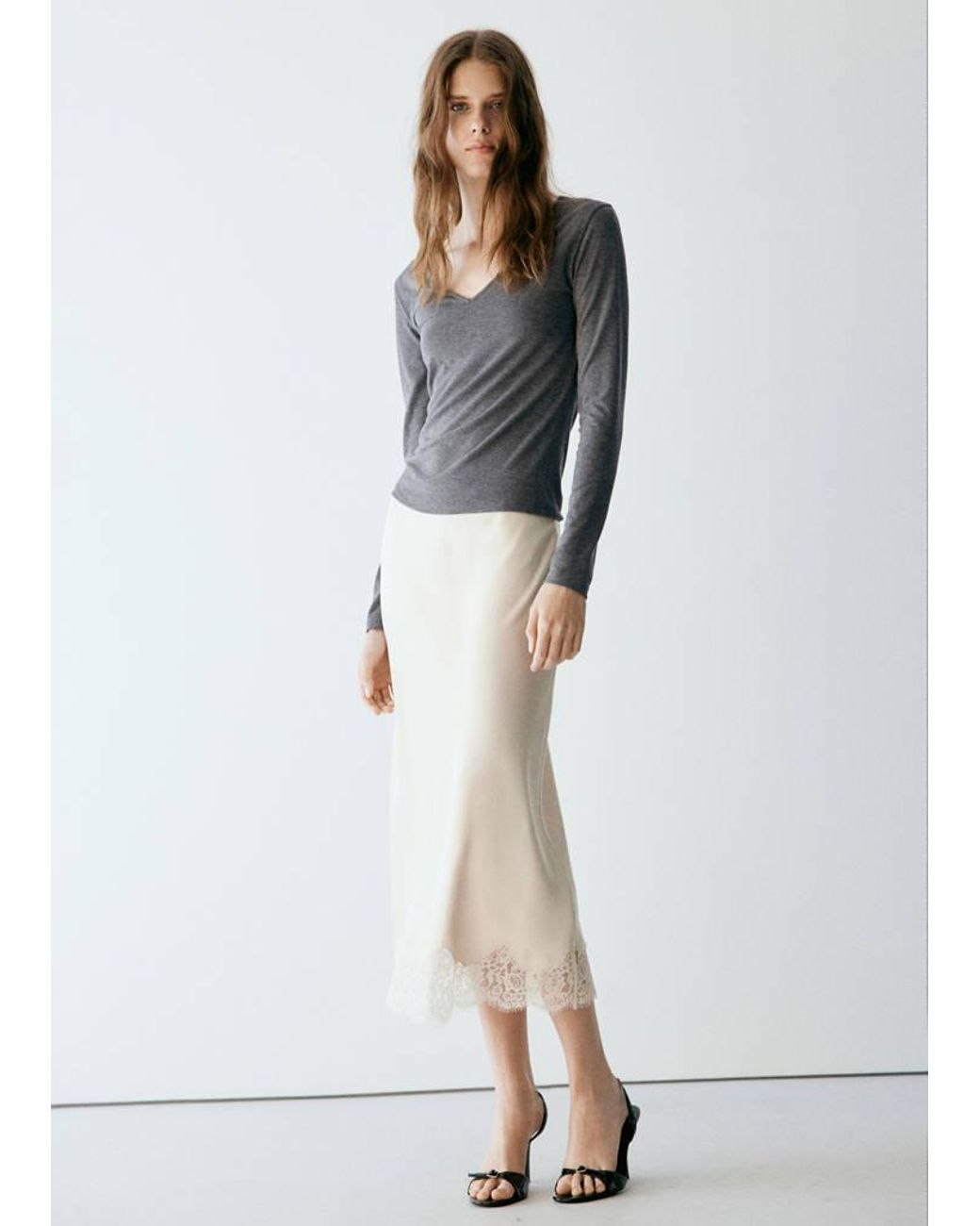 Mango Multicolor Fitted V-Neck T-Shirt