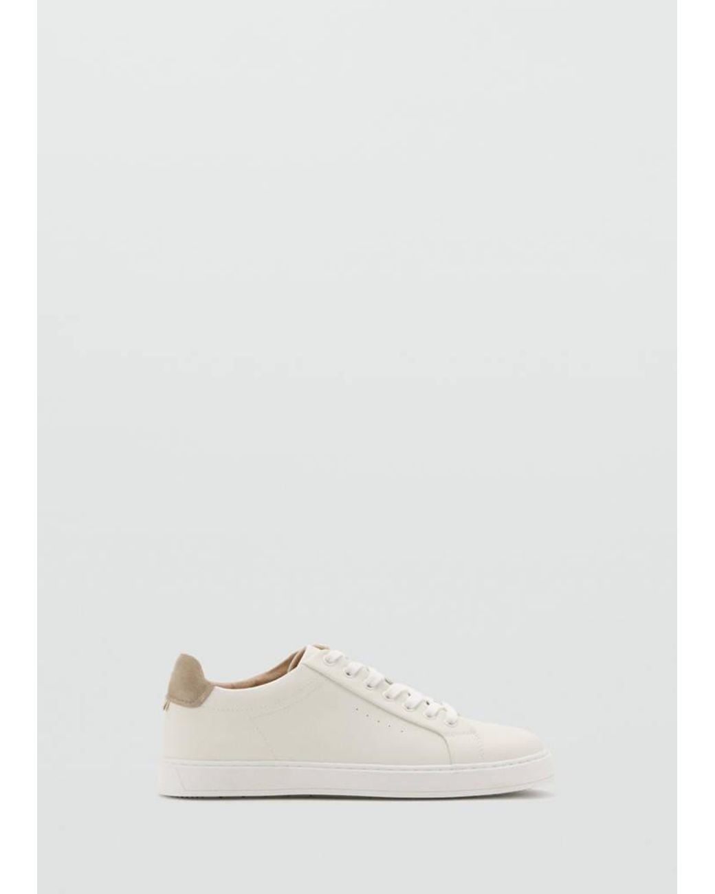 Mango White Contrasting Panel Leather Sneakers for men