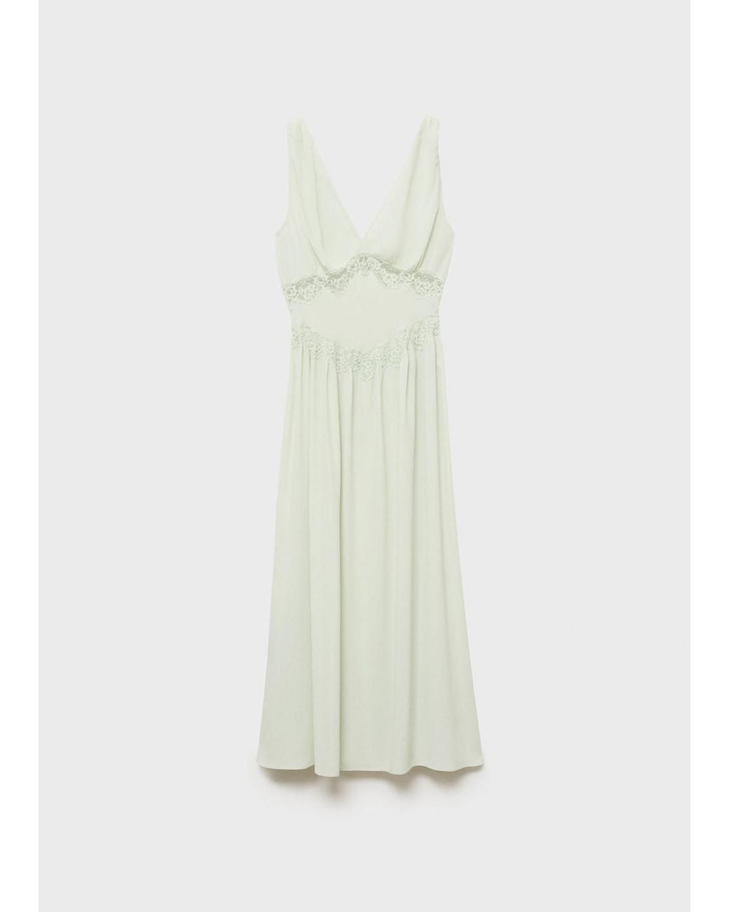 Mango Lace Camisole Dress Mint in White | Lyst