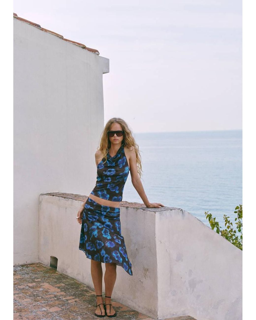 Mango White Asymmetrical Printed Skirt