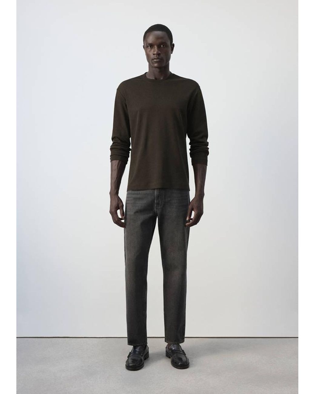 Mango Brown 100% Cotton T-Shirt Regular Fit for men