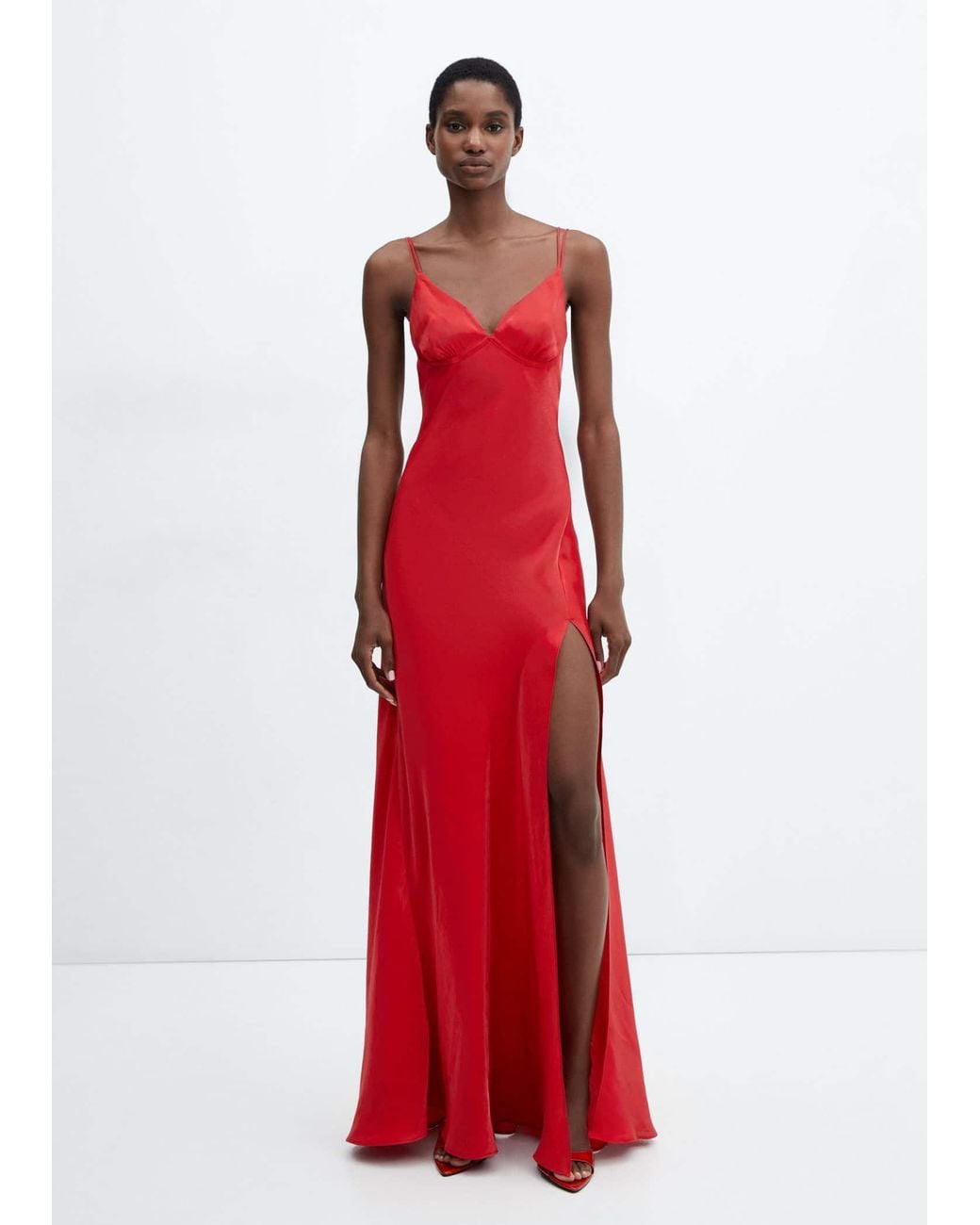 open lace back dress Polka Dot Satin Cami Dress Red