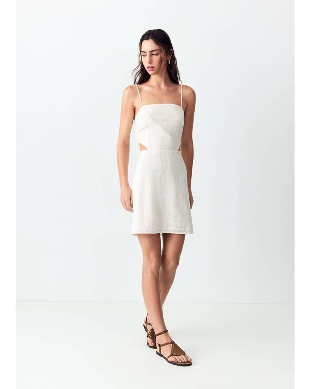 MANGO TEEN White Embroidered Cut-Out Dress