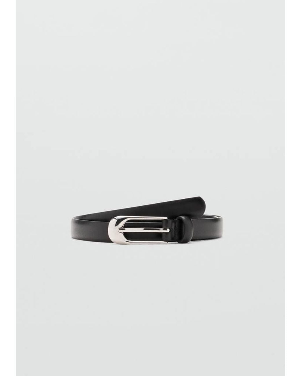 Mango Black Buckle Leather Belt
