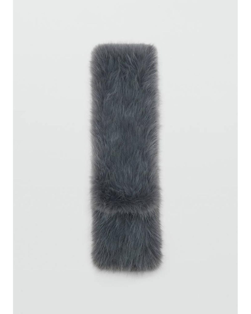 MANGO TEEN Gray Cross-Front Faux-Fur Scarf