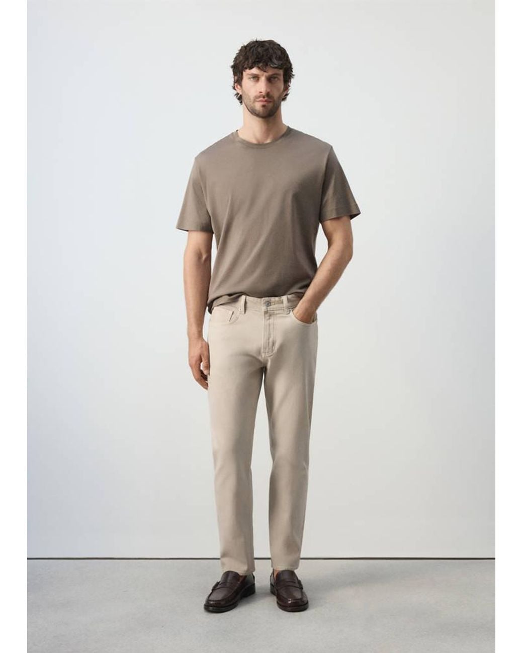 Mango Natural Ben Cropped Tapered-Fit Jeans for men