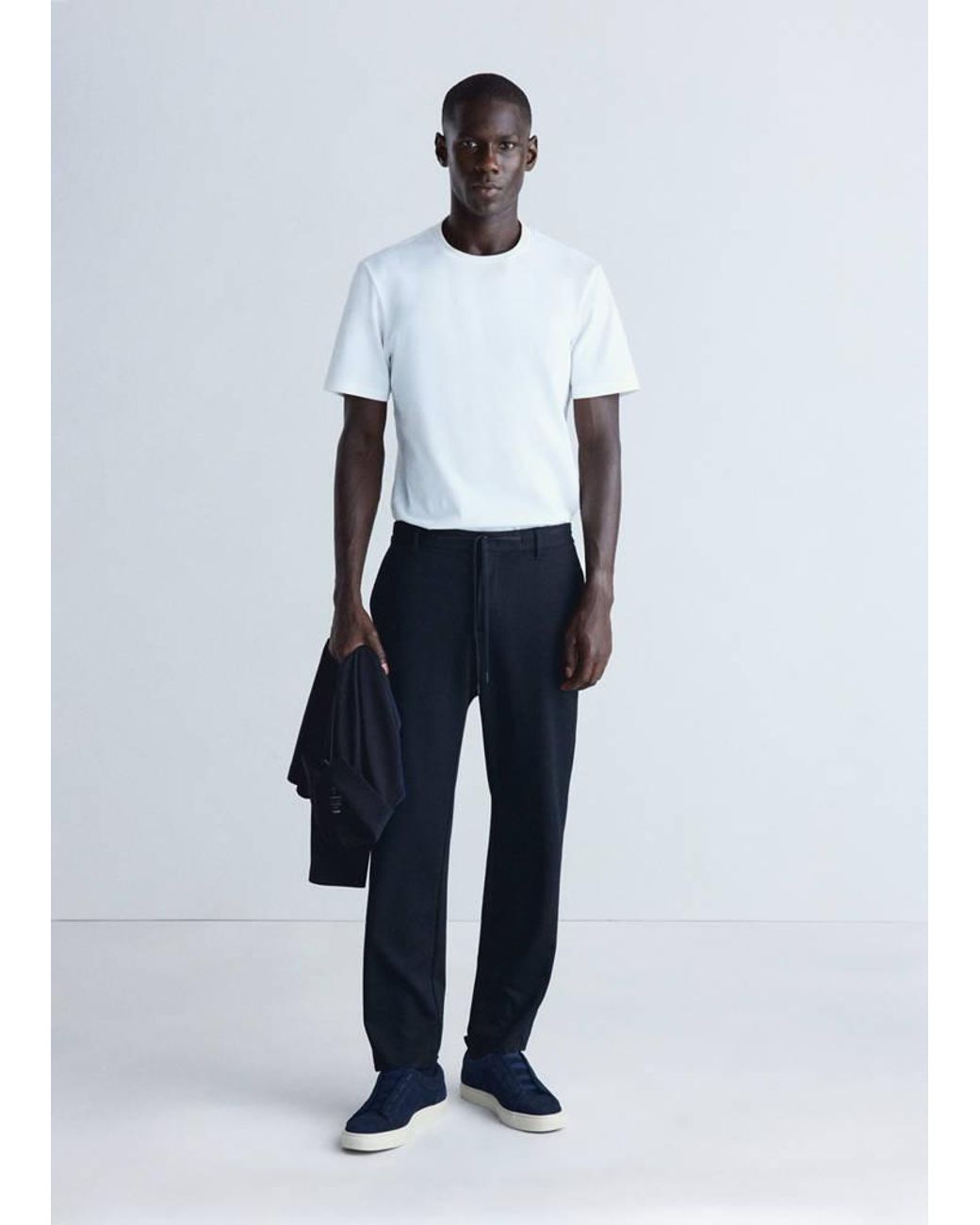 Mango White Slim-Fit Comfort Thermolite Trousers for men