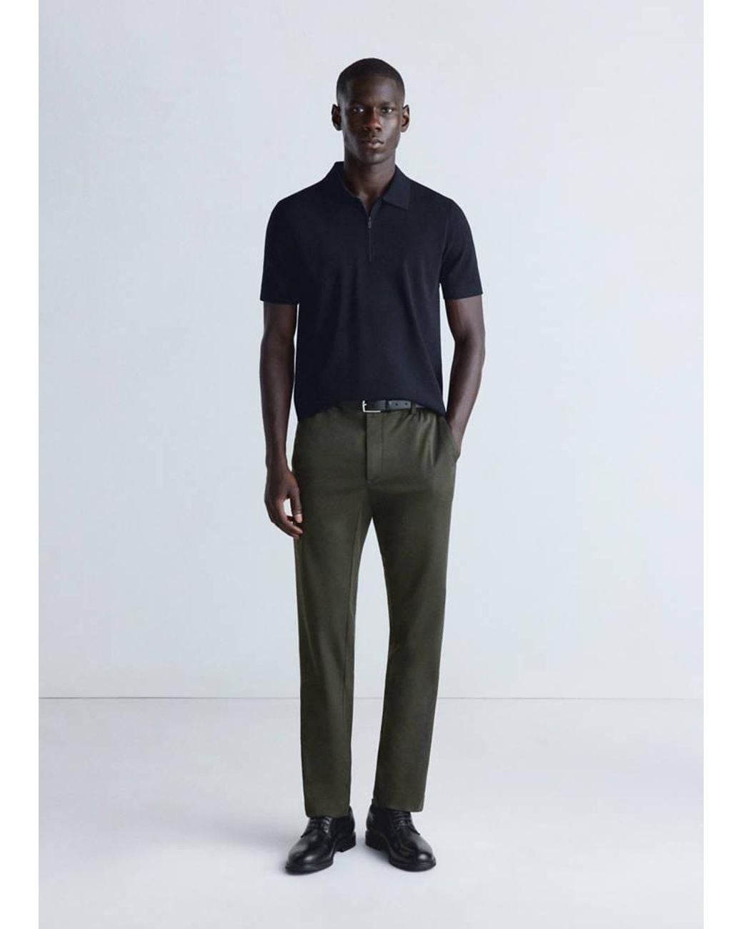 Mango Blue Slim-Fit Thermoregulating Wool-Blend Trousers for men