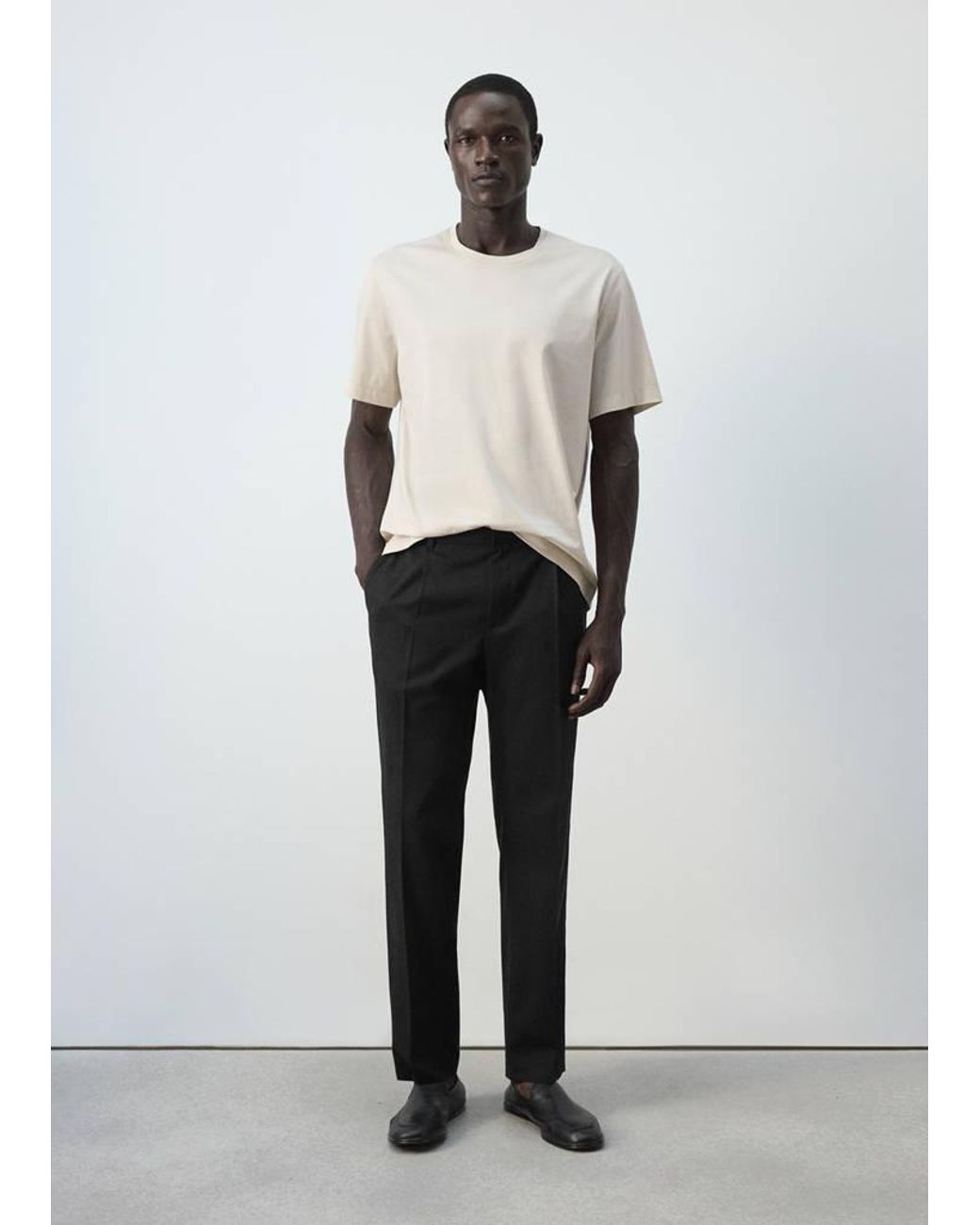 Mango White Regular Fit T-Shirt 190Gsm for men