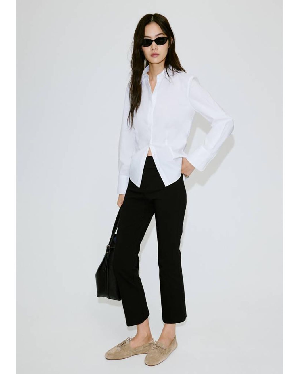 Mango White Slim-Fit Poplin Shirt