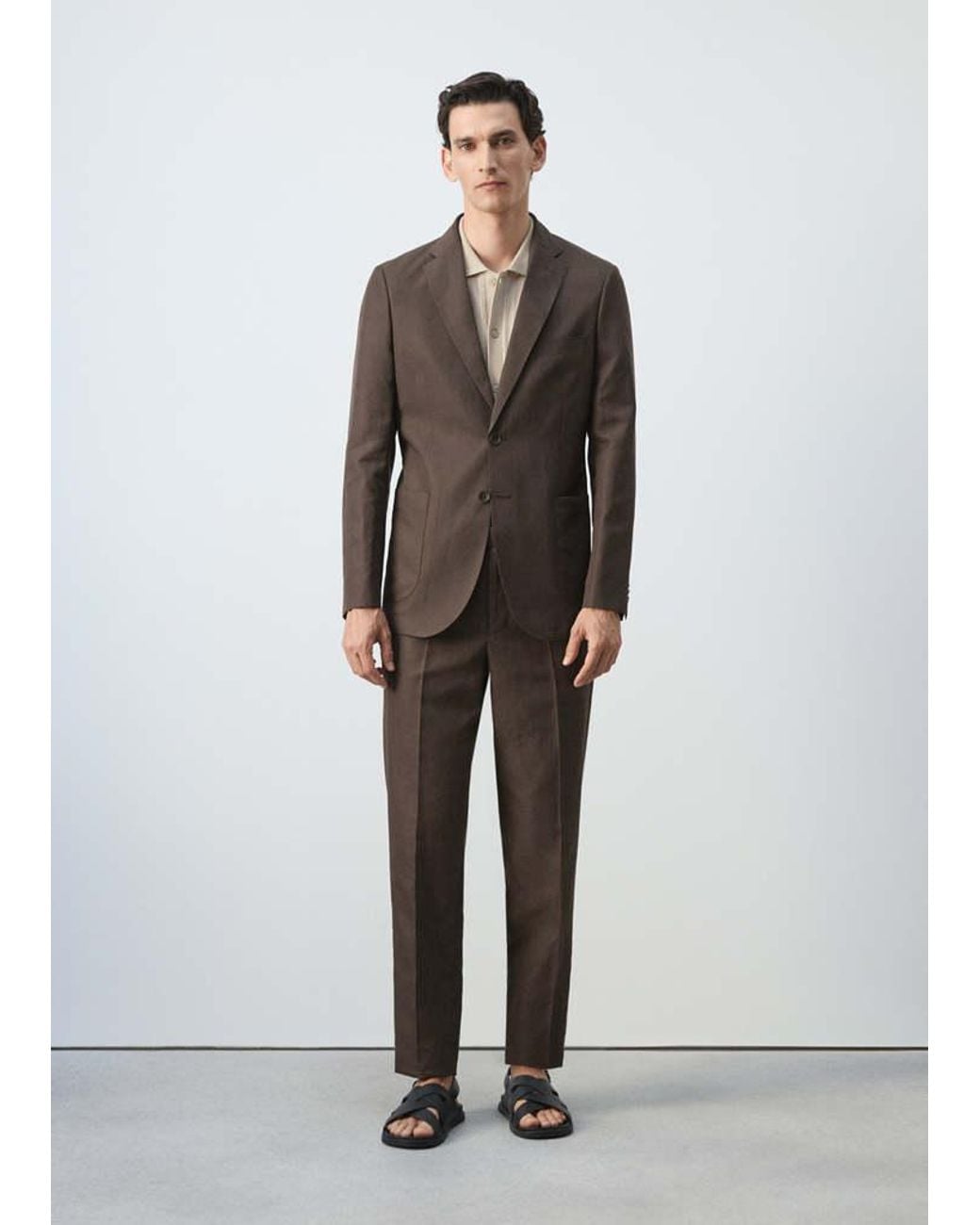 Mango Gray Slim Fit Lyocell Linen Suit Jacket for men