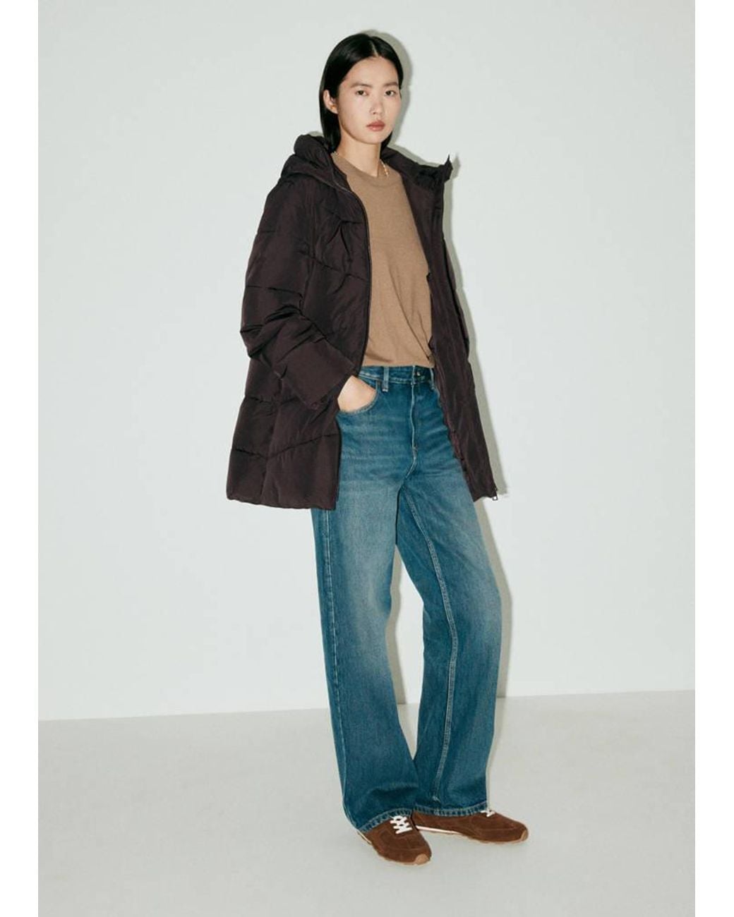 Mango Blue Hood Puffer Coat