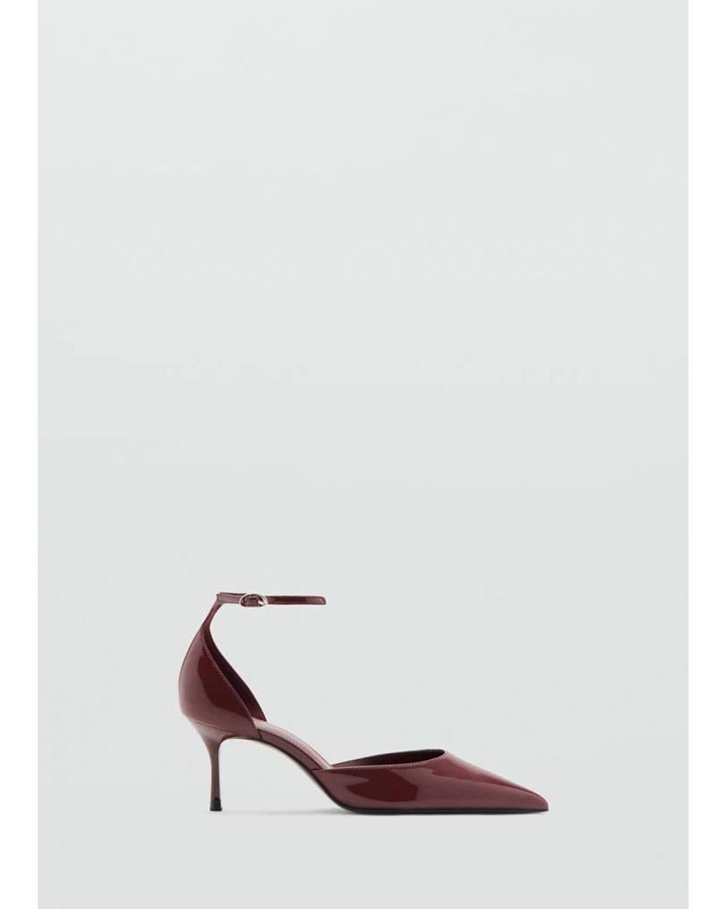 Mango White Kitten-Heeled Shoes With Ankle Strap