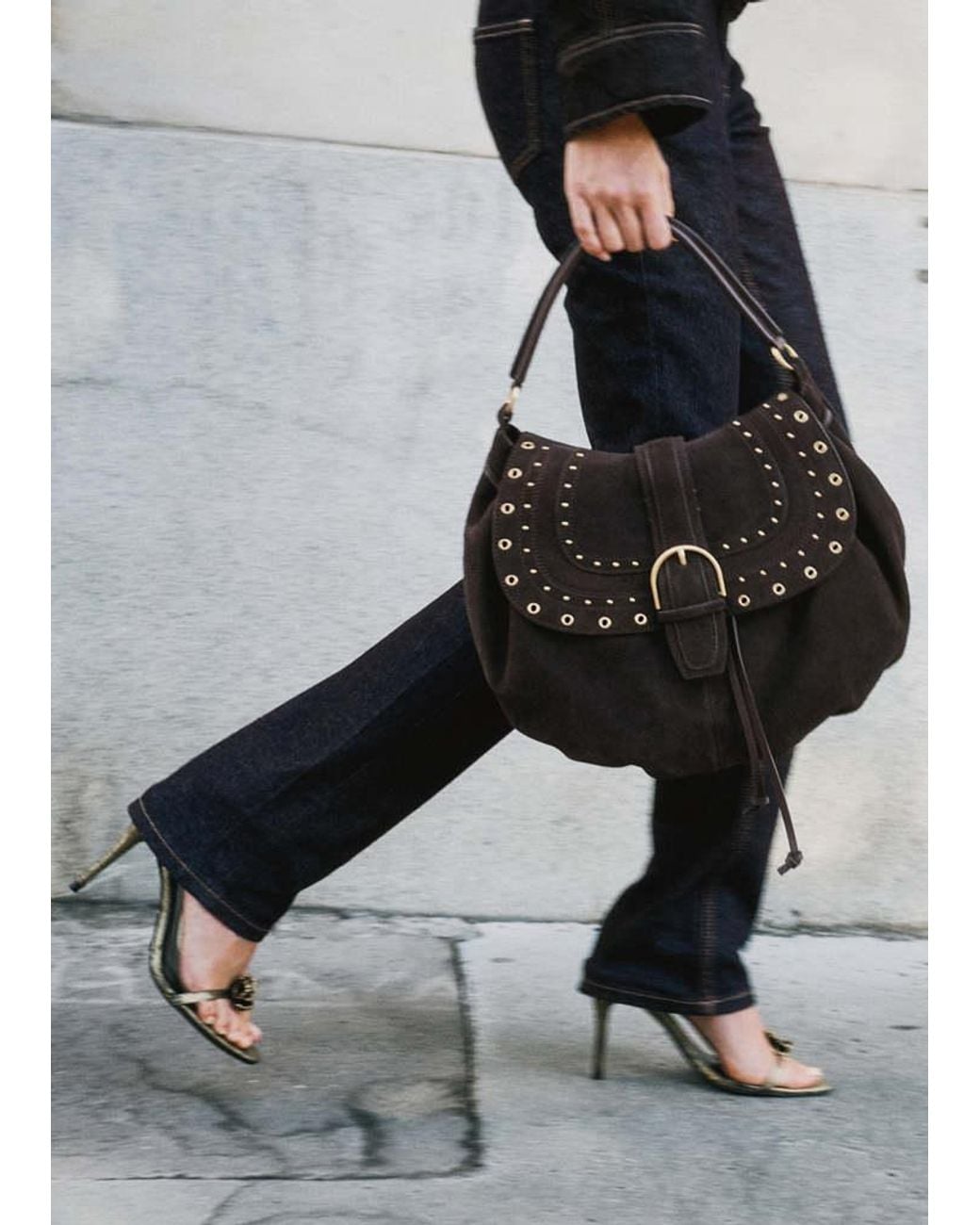 Mango Black Stud Leather Bag