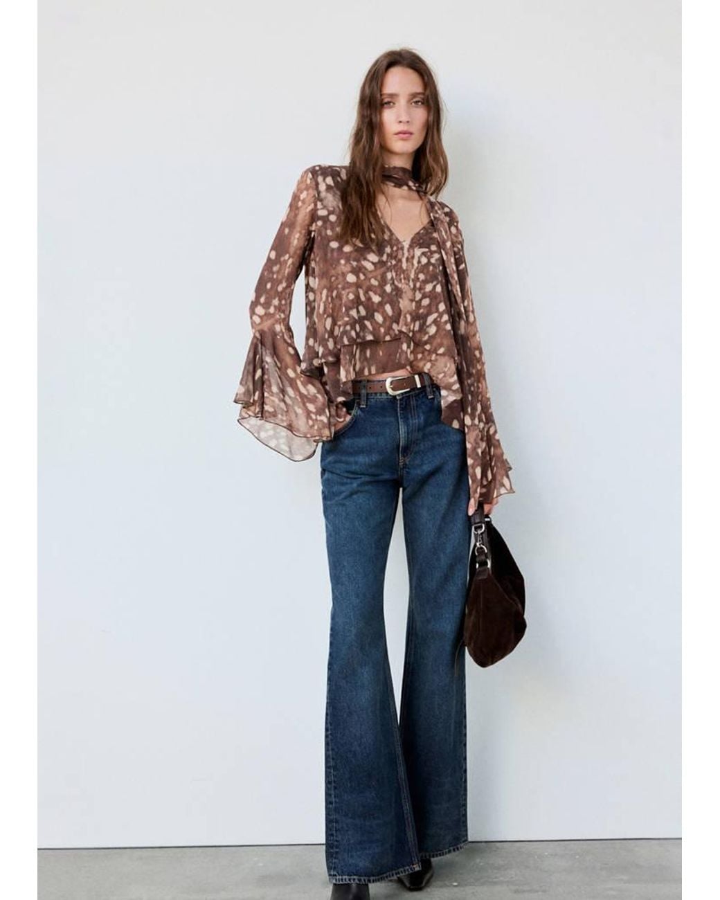 Mango Blue Bambi Frill Blouse