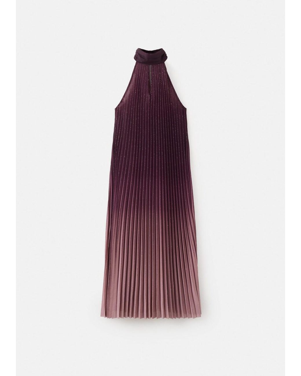 pleated halter neck dress mango in Purple Type_Collar