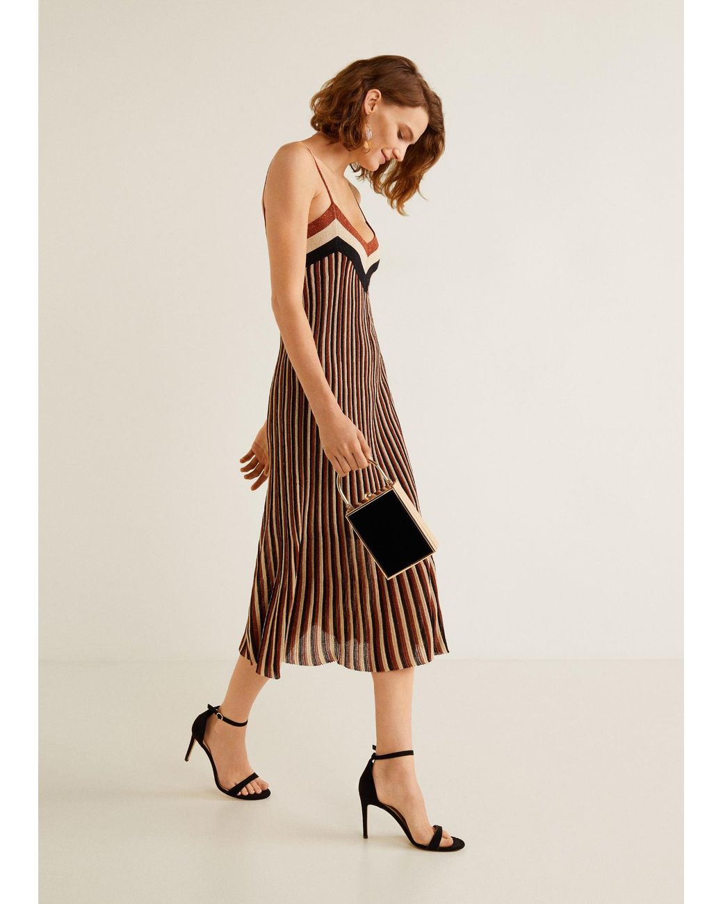 mango metallic striped dress nwt MANGO mng open knit metallic striped maxi cover up dress M L