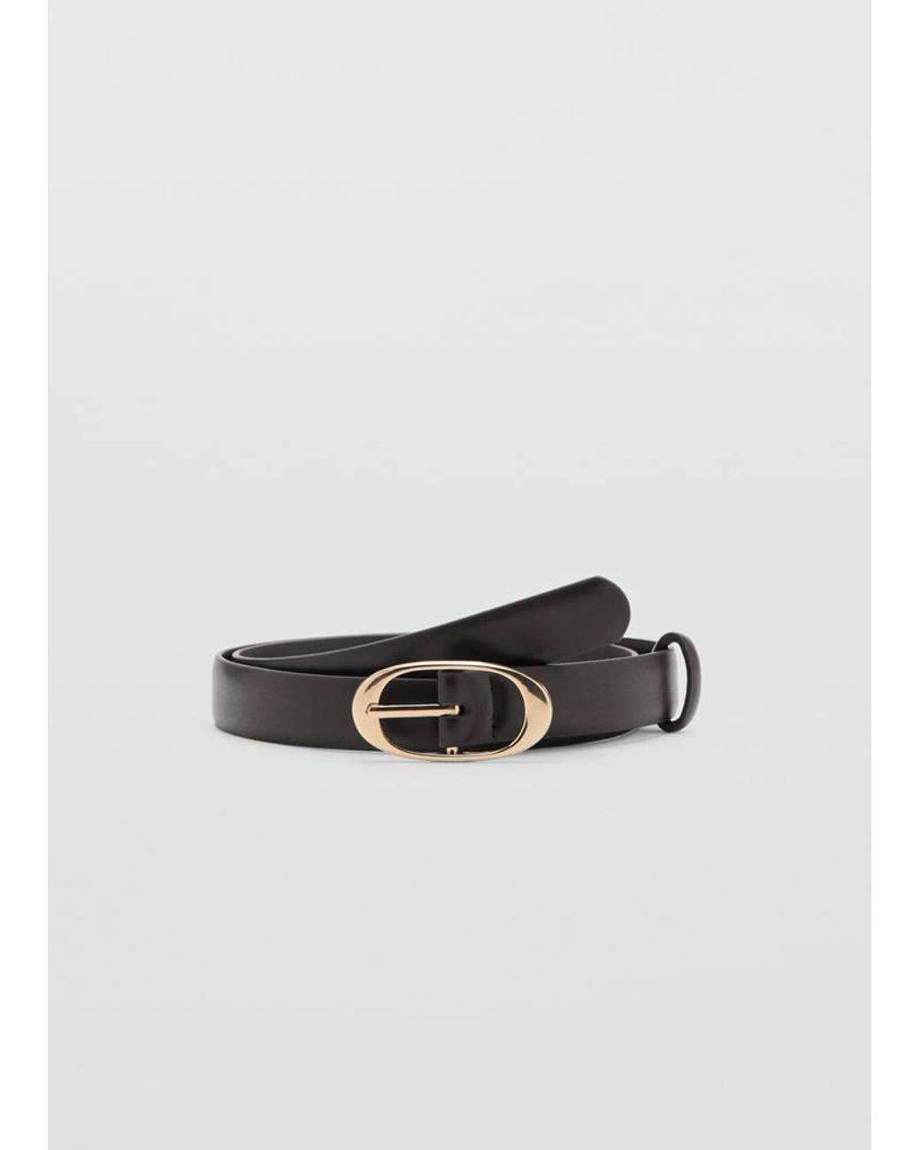 Mango Black Oval Buckle Belt